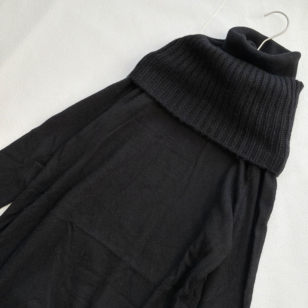 theory カシミヤ100% ニット ワンピース オフタートル 黒　セオリー