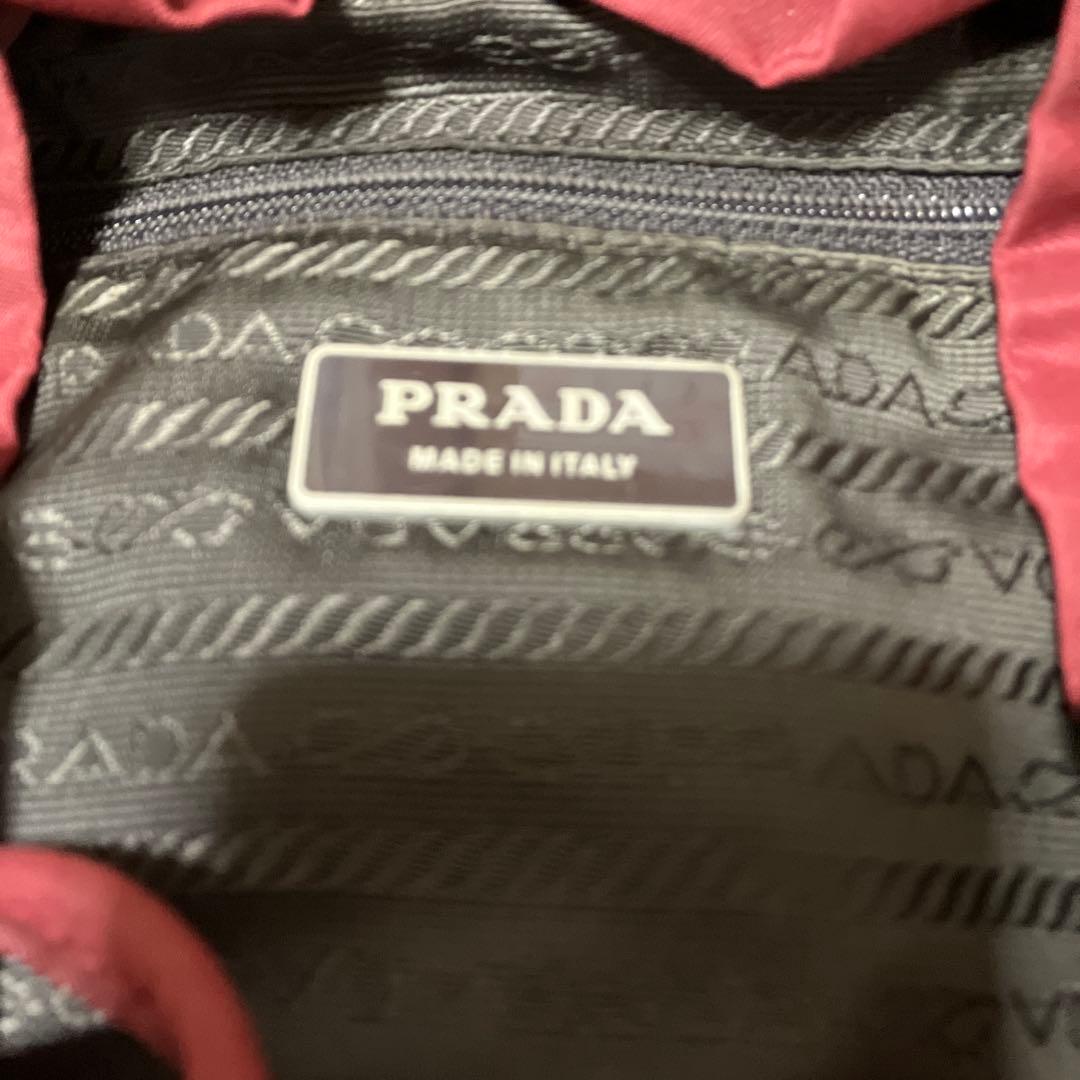 PRADA リュック　三角ロゴプレート　ワインレッド　正規店購入　ギャランティ付