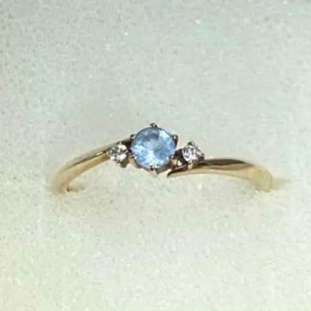 ヴァンドーム青山 アクアマリン・ダイヤモンド・ゴールドリング7号 保証書付