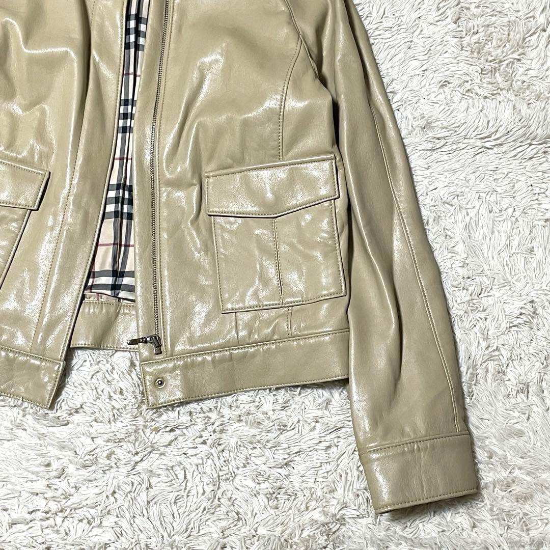 バーバリー ライダースジャケット ノバチェック フェイクレザー 40