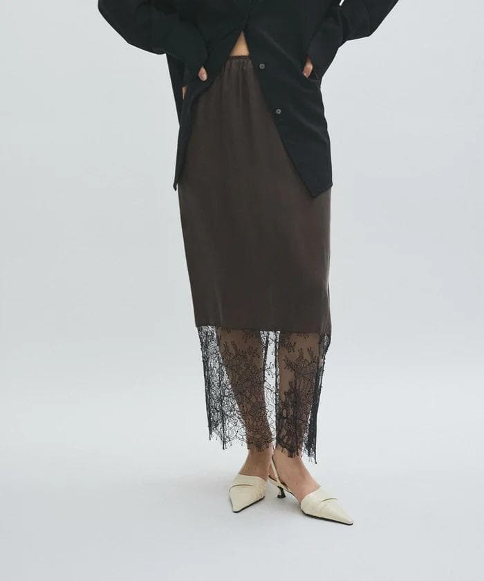 新品 アダムエロペ 「EMOELLE」キュプラレースイージースカート