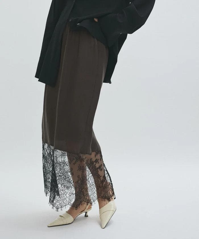 新品 アダムエロペ 「EMOELLE」キュプラレースイージースカート