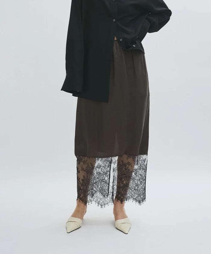 新品 アダムエロペ 「EMOELLE」キュプラレースイージースカート