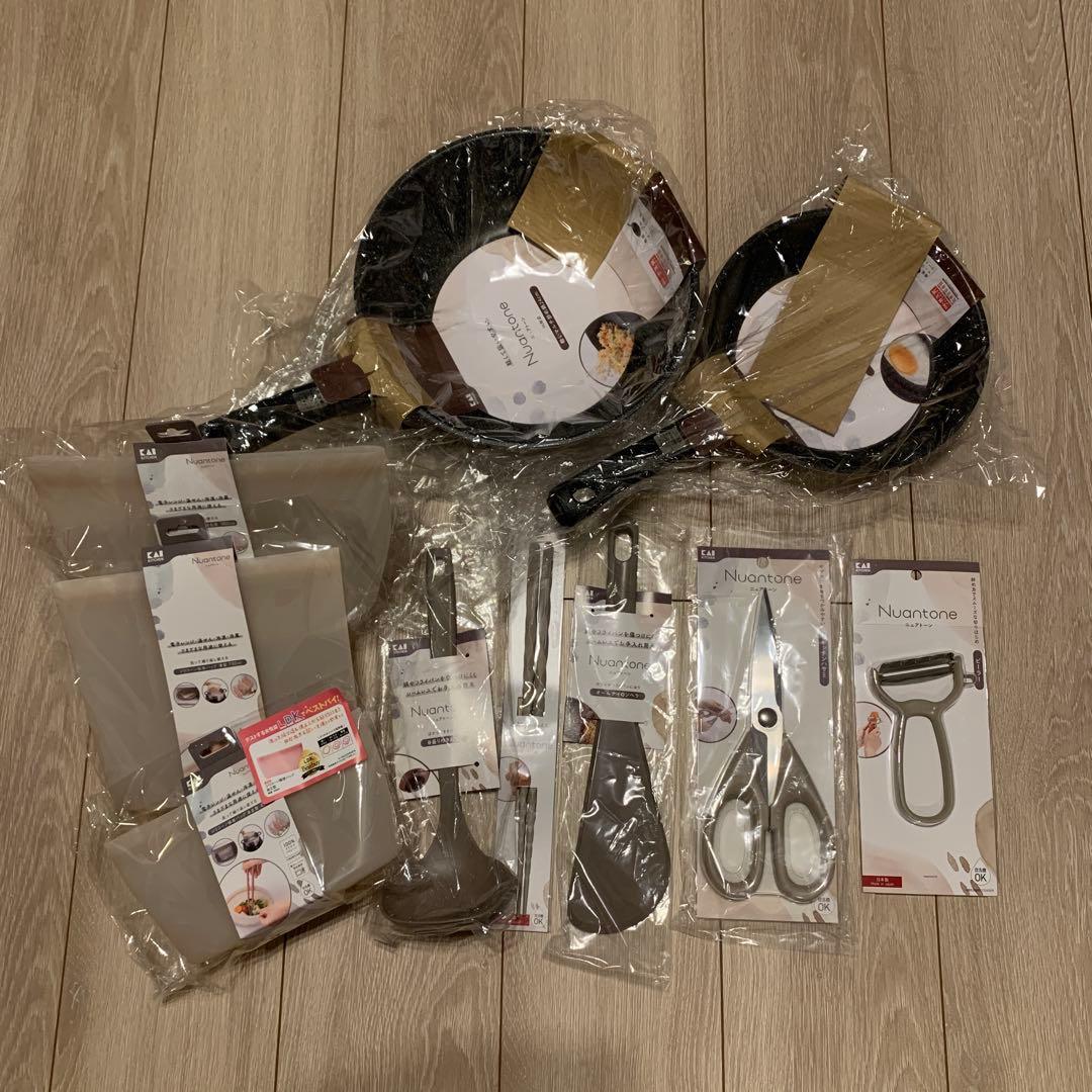 貝印 Nuantone シリーズ 10点 ベージュ フライパン シリコーン