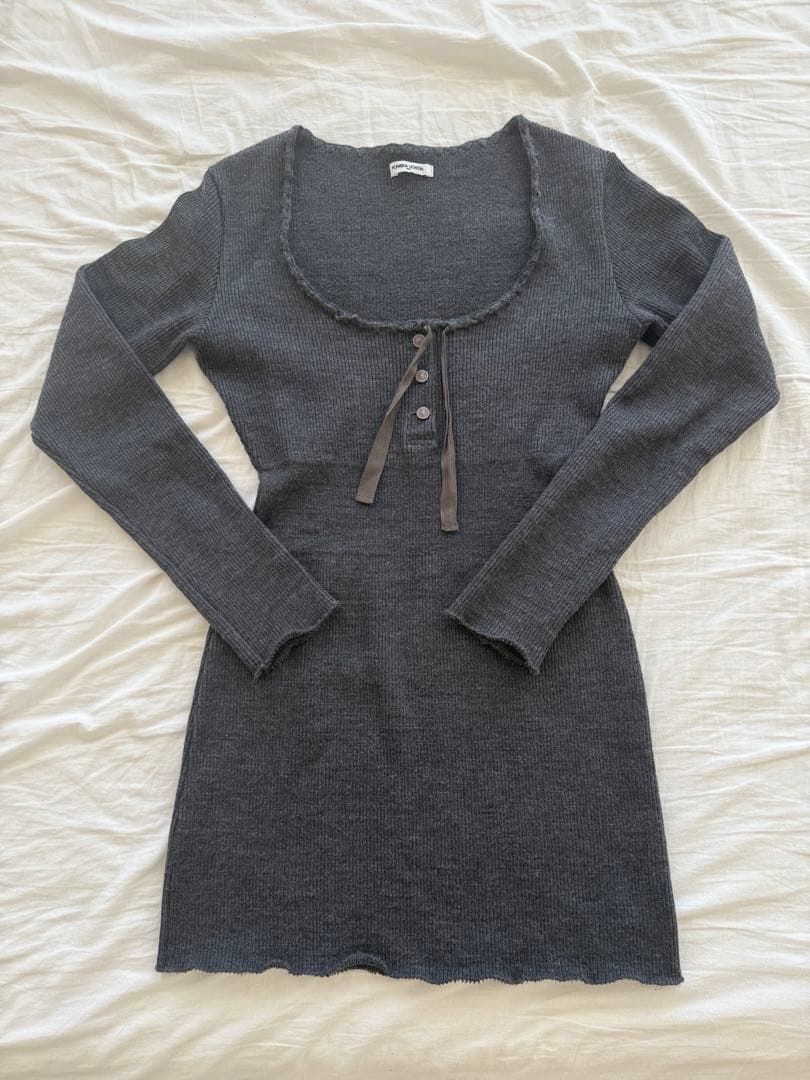 トップス FUMIKA_UCHIDA RIB STITCH HENLEY CHARCOAL