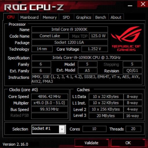 i9 10900K + Z490-E + DDR4 32GB セット 動作品