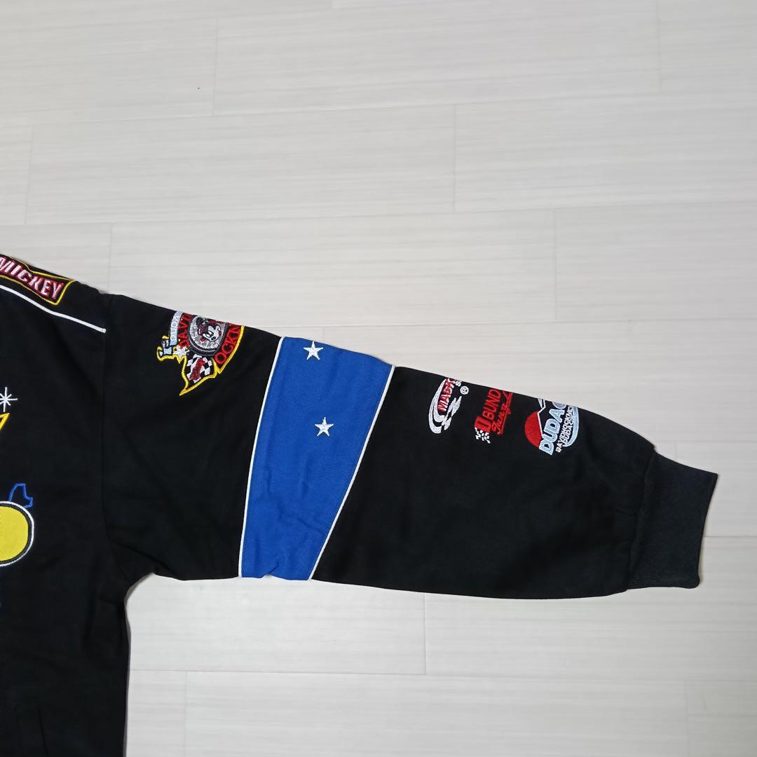 ミッキーマウス レーシングジャケット 刺繍 ワッペン ディズニー ブラック