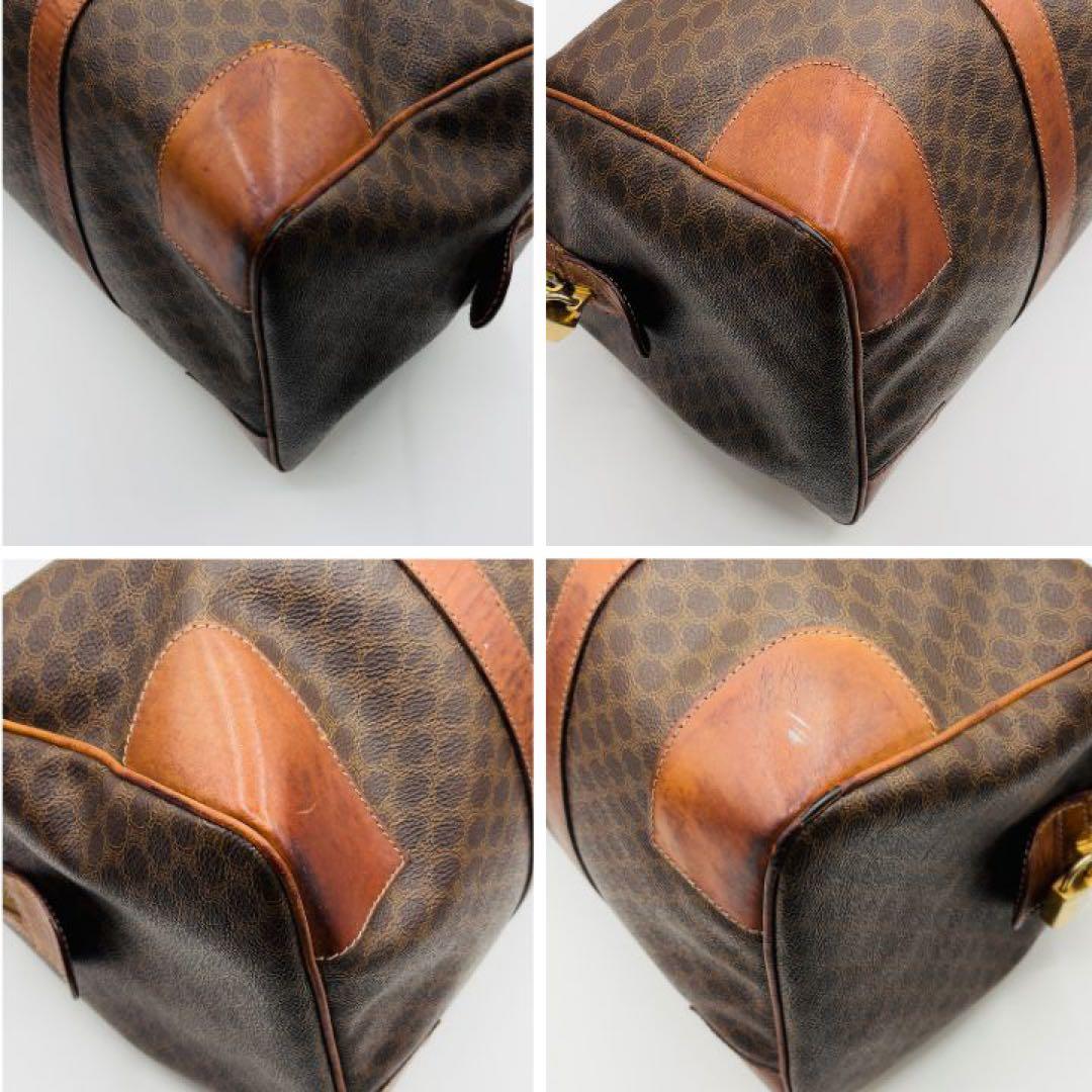 【鍵・南京錠付き】セリーヌ ボストンバッグ トリンオフ マカダム柄 レザー 本革