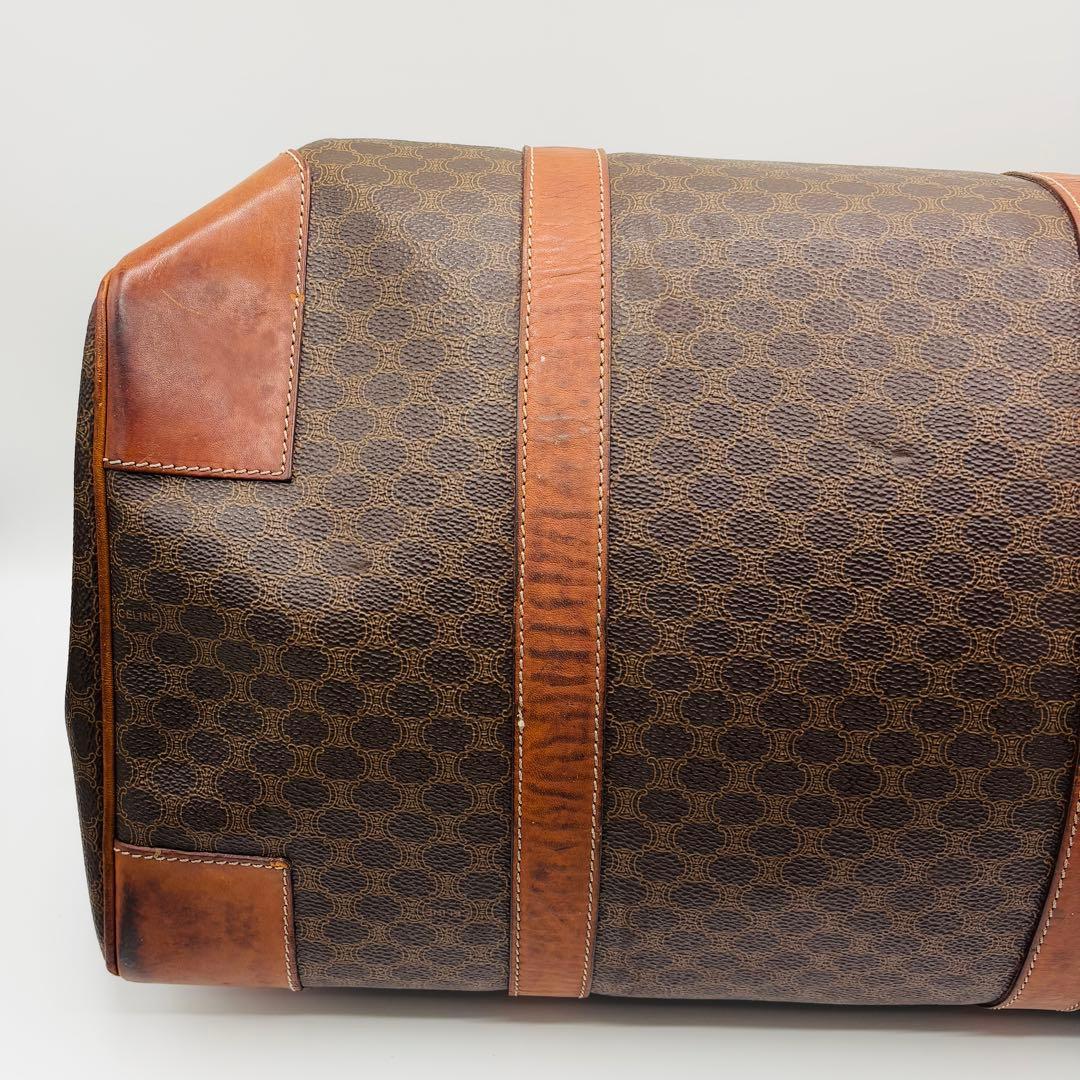 【鍵・南京錠付き】セリーヌ ボストンバッグ トリンオフ マカダム柄 レザー 本革