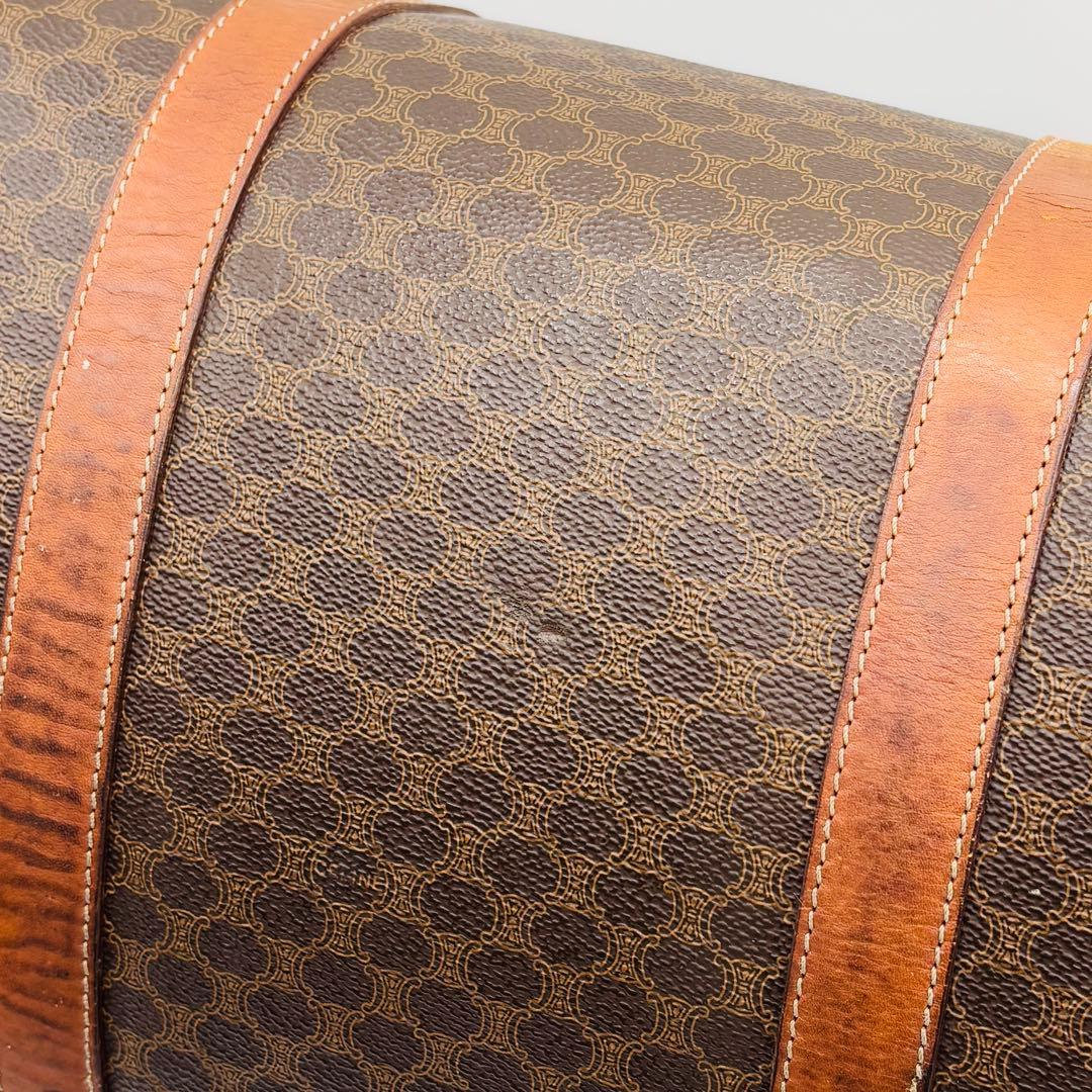 【鍵・南京錠付き】セリーヌ ボストンバッグ トリンオフ マカダム柄 レザー 本革