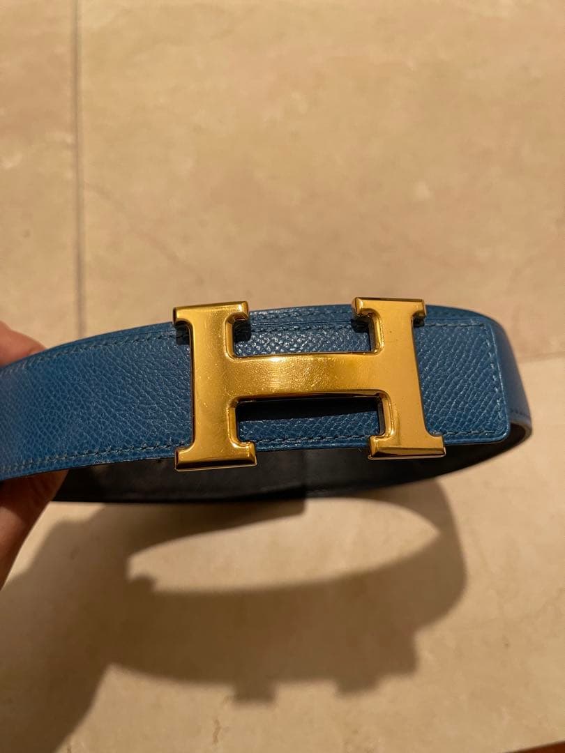 HERMES コンスタンス ブルーレザー ベルト