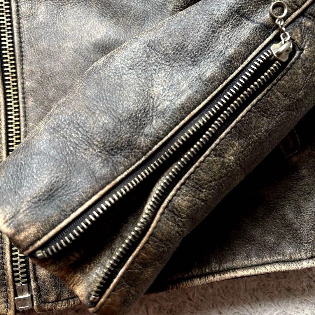 ★本革 XLサイズ★ RYAN シングル ライダース レザージャケット 黒