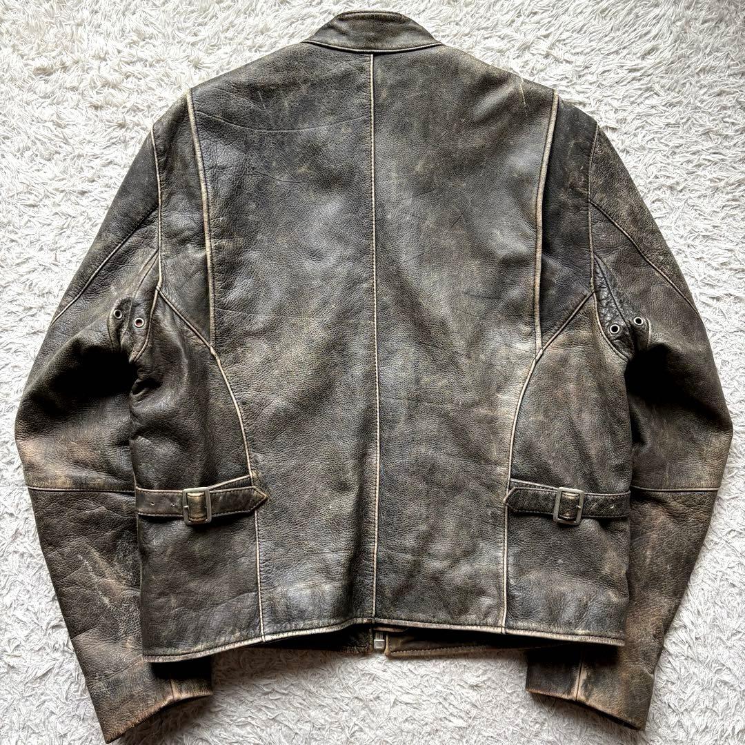 ★本革 XLサイズ★ RYAN シングル ライダース レザージャケット 黒