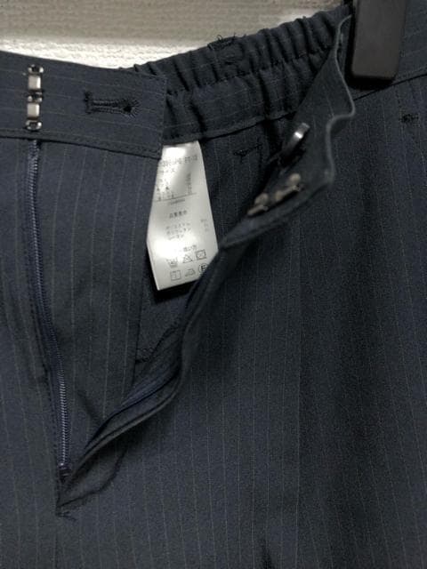 新品☆19号LL3L紺系ストライプ高機能ストレッチパンツスーツお仕事◯D366
