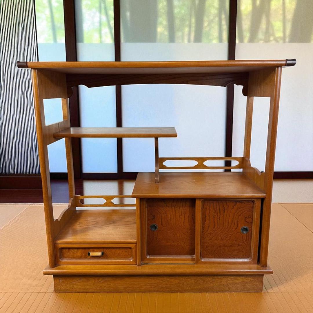 【美品】欅材 煎茶棚 茶箪笥 和家具 唐木 アンティーク　 915-1