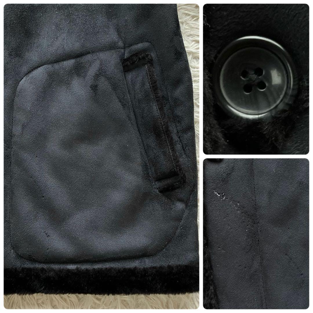 【希少サイズL】カンサイジーンズ　ムートンコート　黒　山本寛斎　裏地ボア