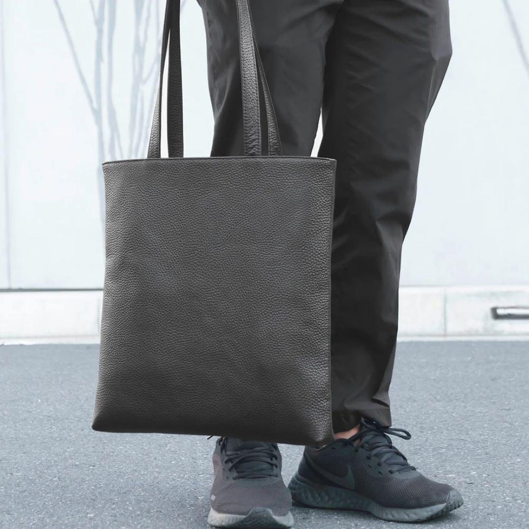 【超美品】HushTugハッシュタグ　レザー　スマートトートバッグシボ革ブラック