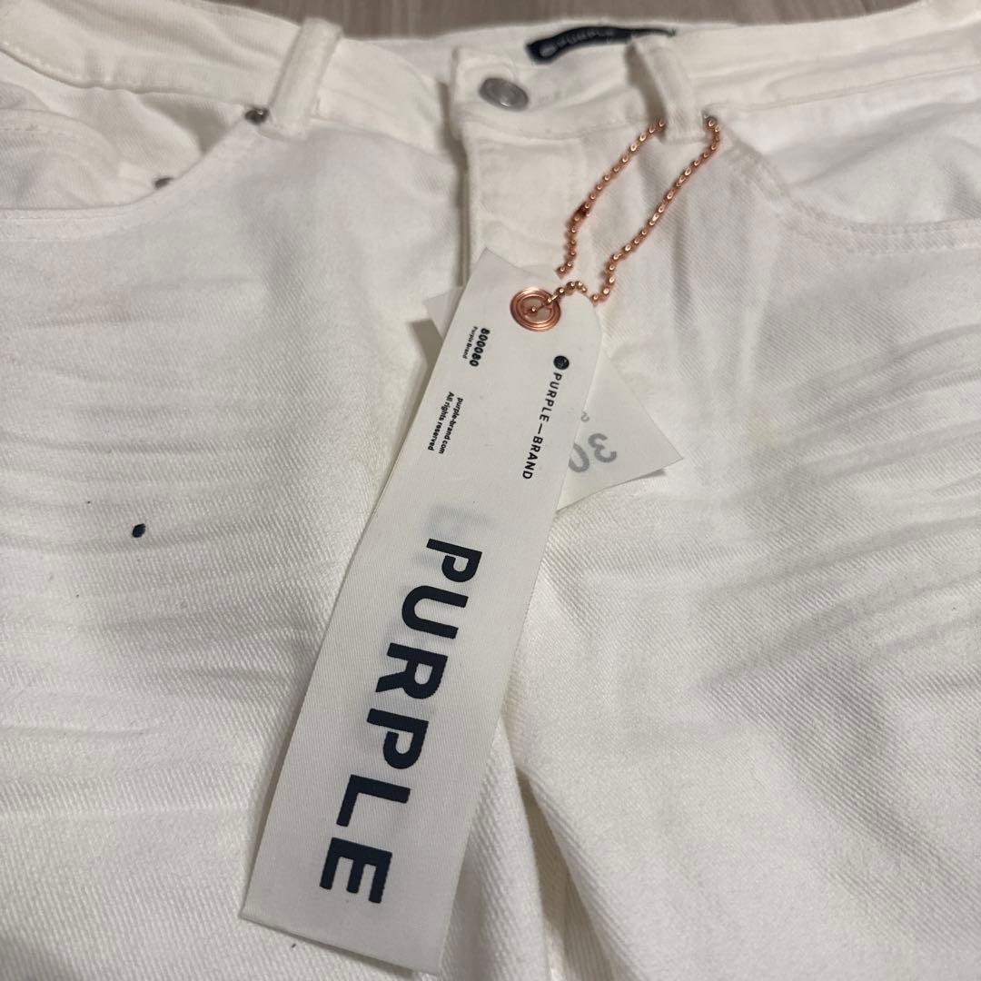 PURPLE BRAND ウォッシュド ペイント ダメージデニム イン ホワイト