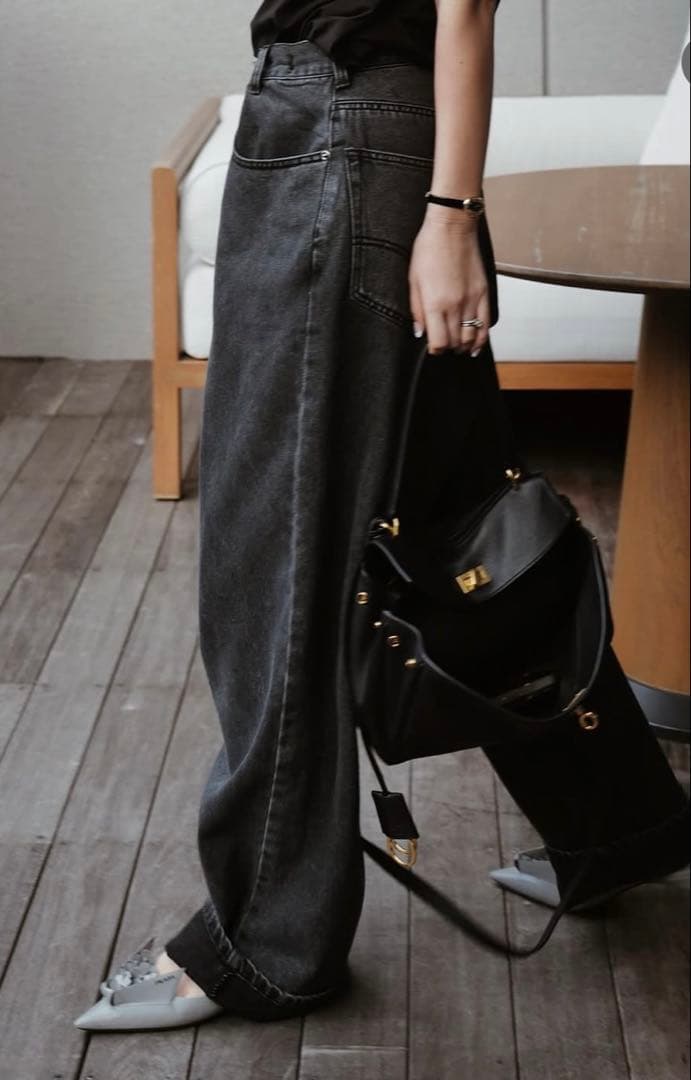 MACHATT マチャット ウエストタックデニム ブラック 36