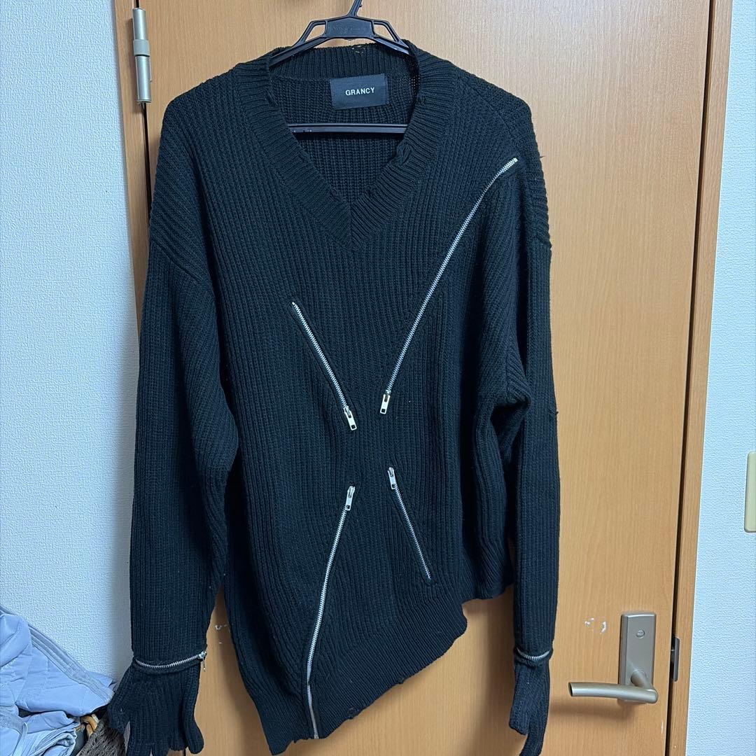 grancy ジップデザイン アシンメトリー ニット