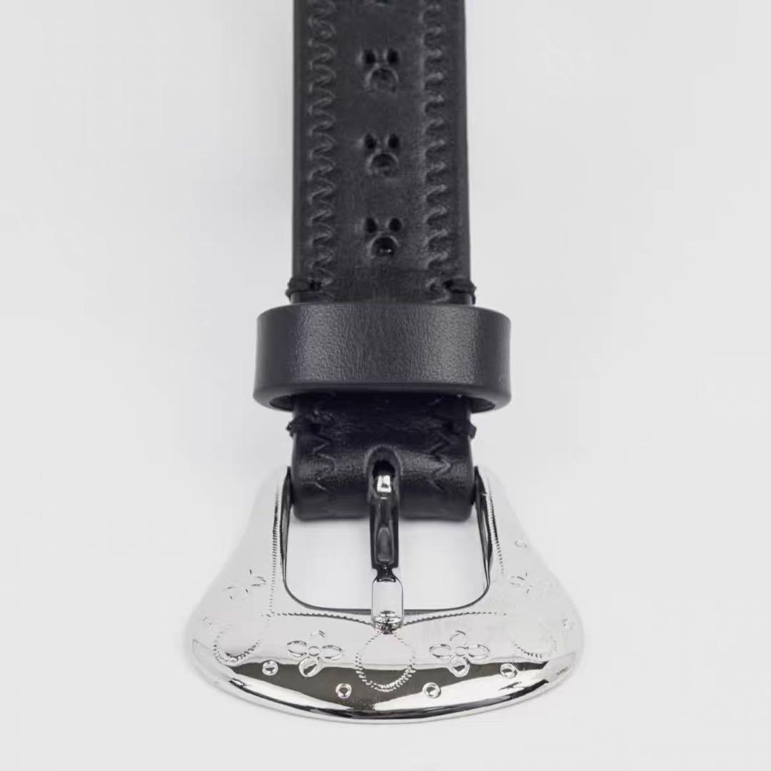 小物 NAMACHEKO BROGUE BELT SILVER BLACK