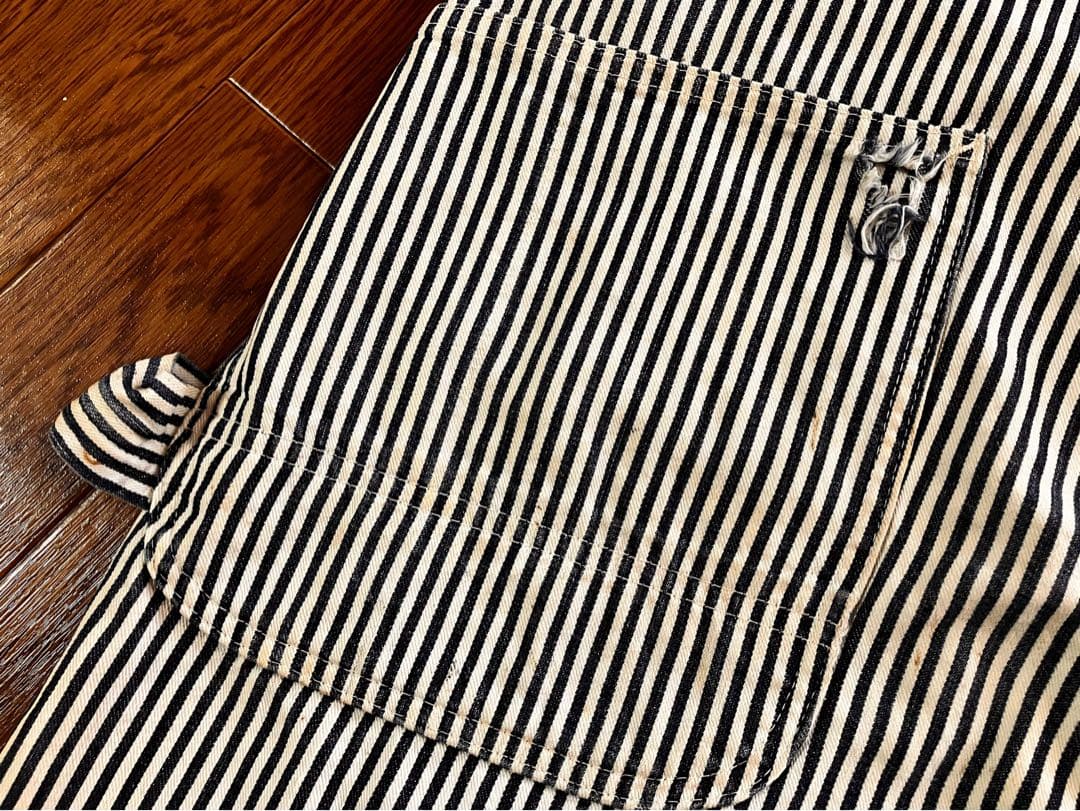 40s カーハート ハートタグ ヒッコリーオーバーオール エプロン付 34インチ