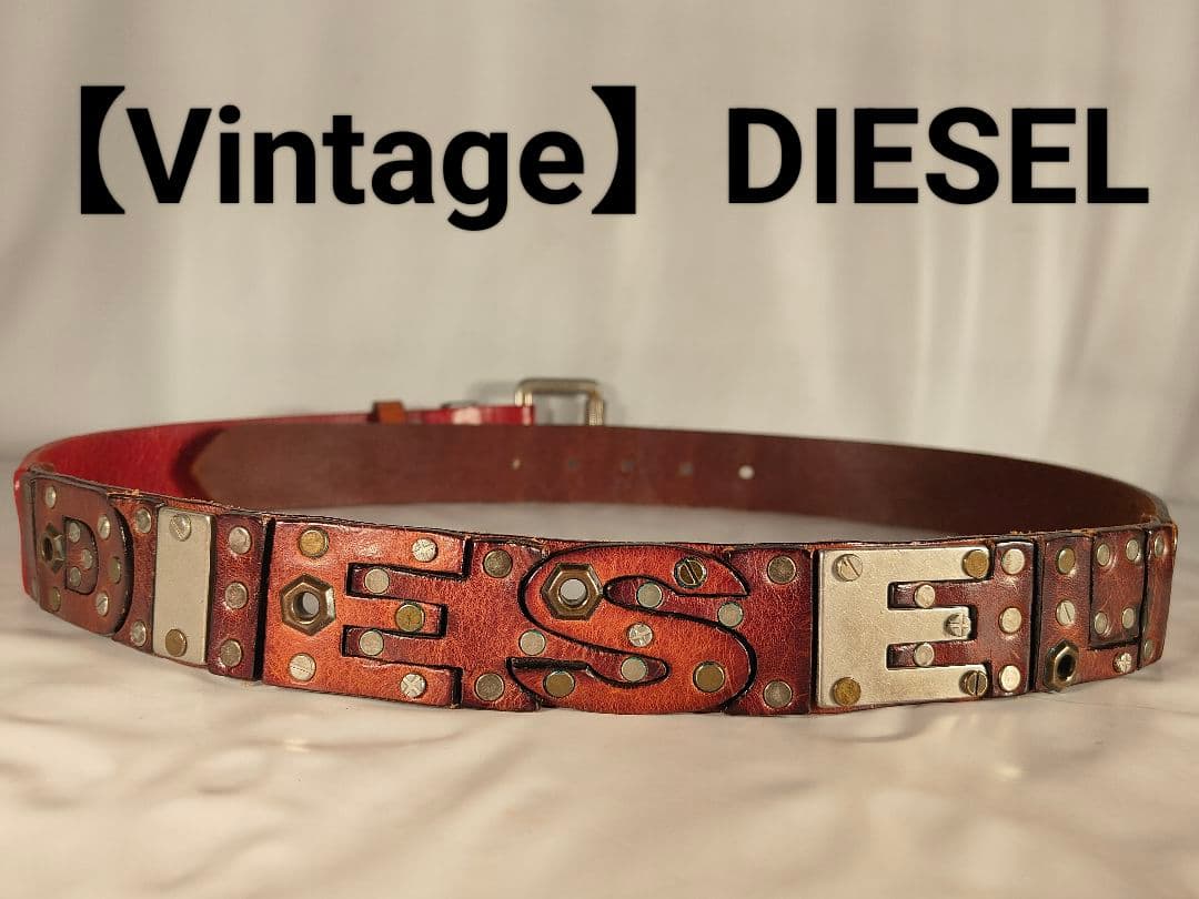 【ヴィンテージ】DIESEL ディーゼル　高級ドレスベルト　極艶本革真鍮　正規品