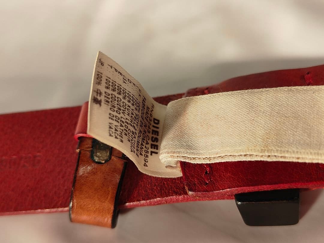 【ヴィンテージ】DIESEL ディーゼル　高級ドレスベルト　極艶本革真鍮　正規品