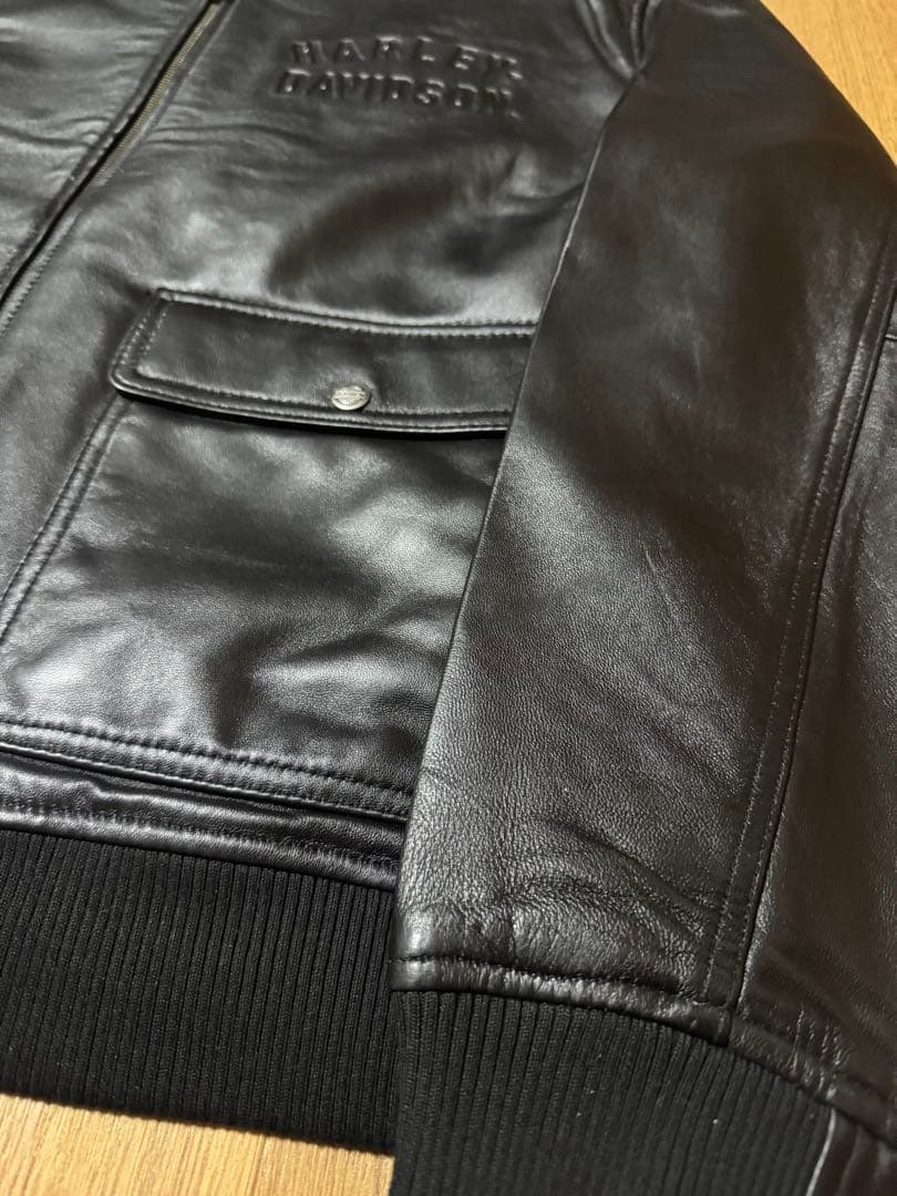 タグ付 HARLEY DAVIDSON 型押しロゴ 羊革 レザージャケット XL