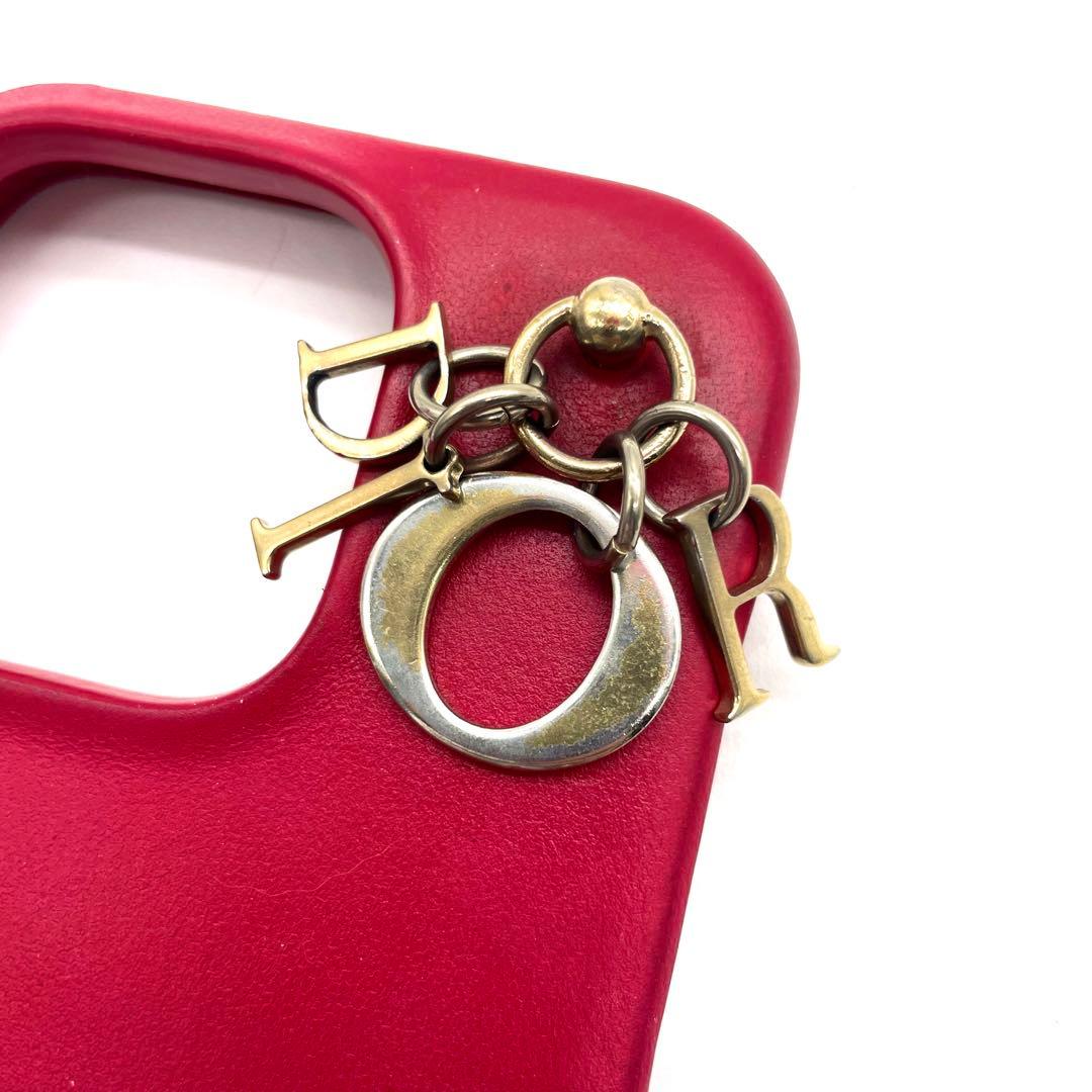 ディオール　iPhone14proケース　カナージュ　ラムスキン　ストロベリー