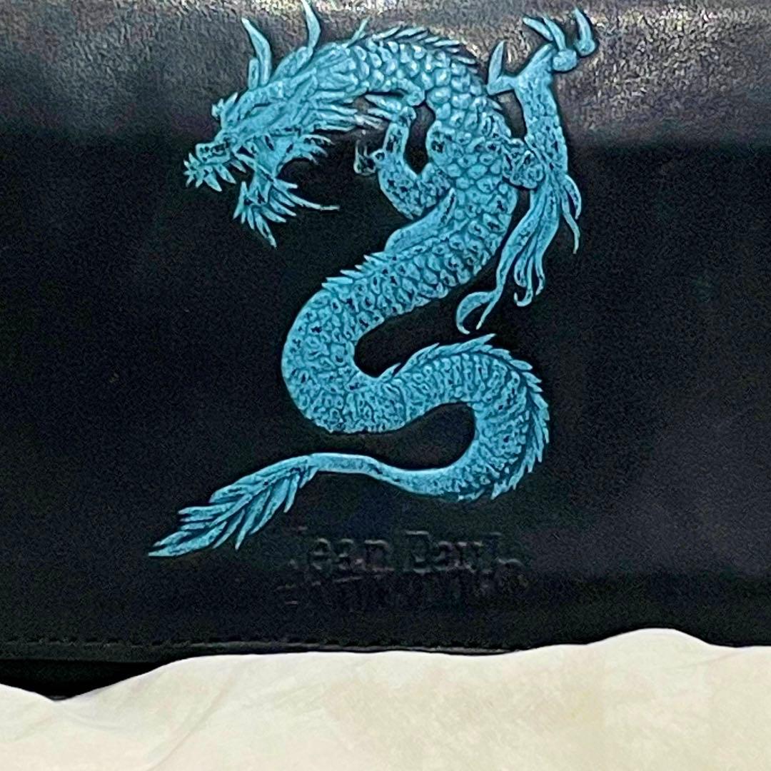 美品 JeanPaulGAULTTER 長財布 ブルードラゴン ロゴ型押し
