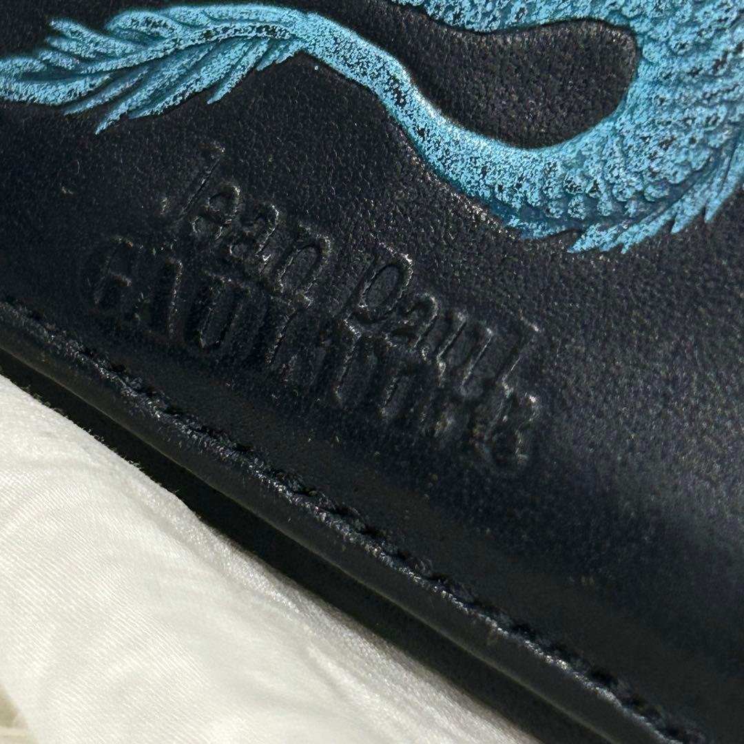 美品 JeanPaulGAULTTER 長財布 ブルードラゴン ロゴ型押し