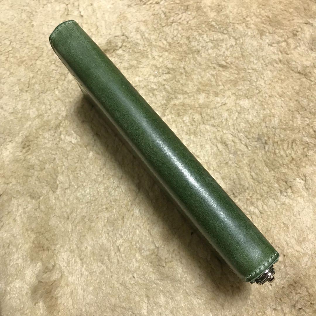 新作品 グリーン系　緑　ハンドメイド ブライドレザー ヌメ革本革 メンズ　長財布