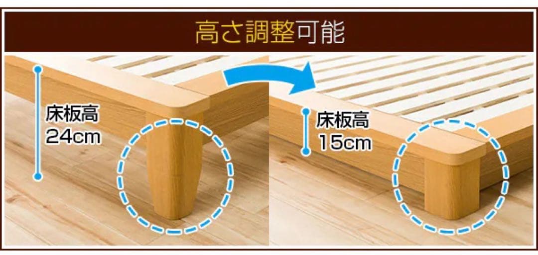 akkyすのこダブルベッドフレーム(ロデリック-S/MBR)マットレス付