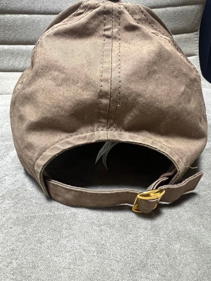 CELINE トリオンフ ブラウンロゴ刺繍 キャップ Sサイズ