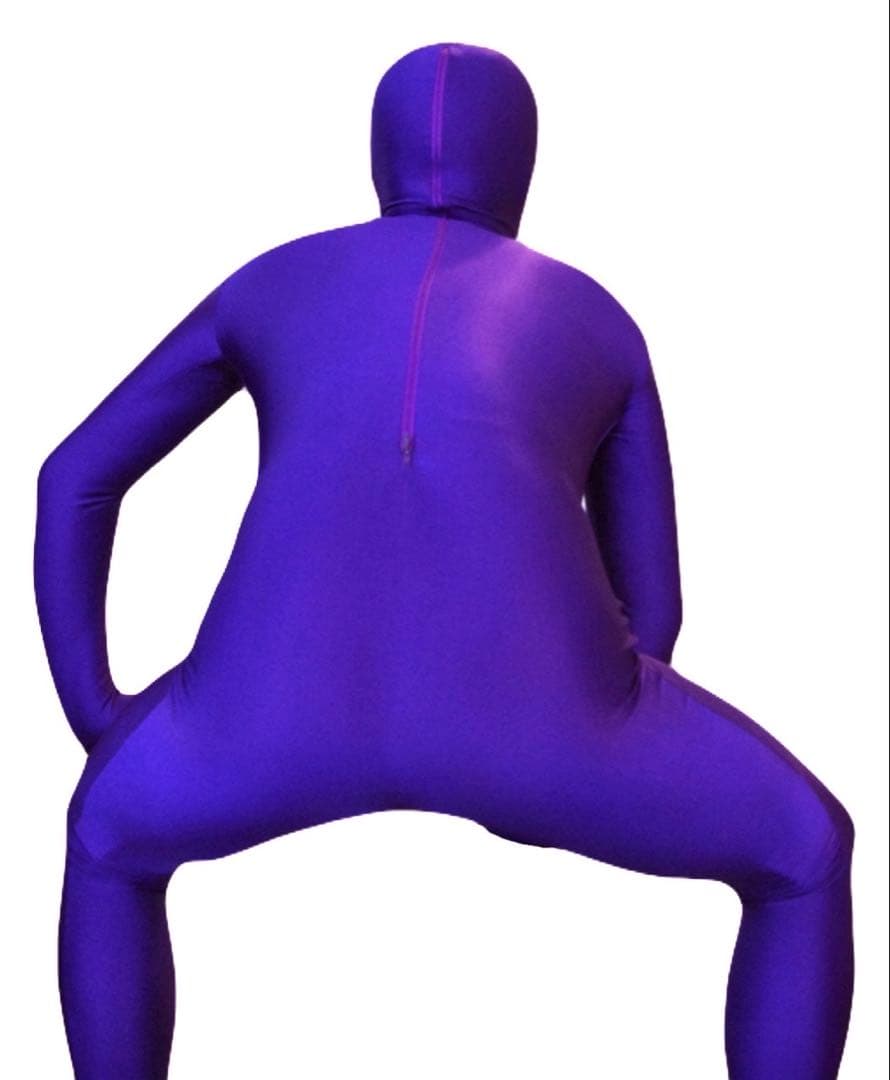 即購入OK。Lサイズパープル男性用凸仕様ゼンタイフルフェイスマスク全身タイツ