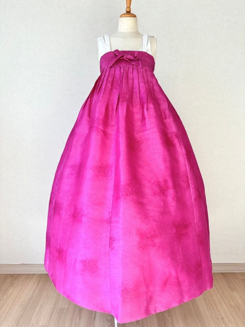 チマチョゴリ 美品 クリーム×赤紫 バスト100まで可能