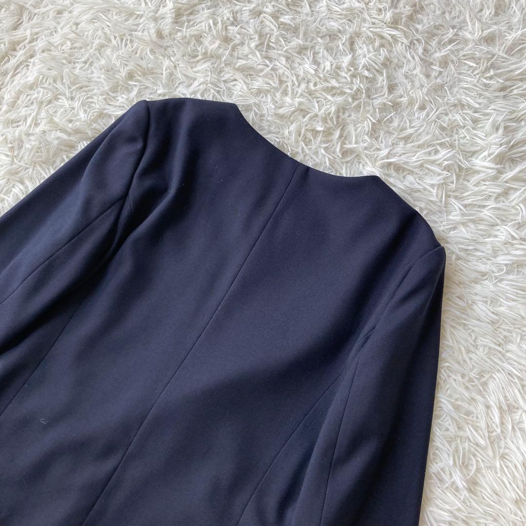ナチュラルビューティベーシック ノーカラージャケットパンツセットアップ 濃紺 S