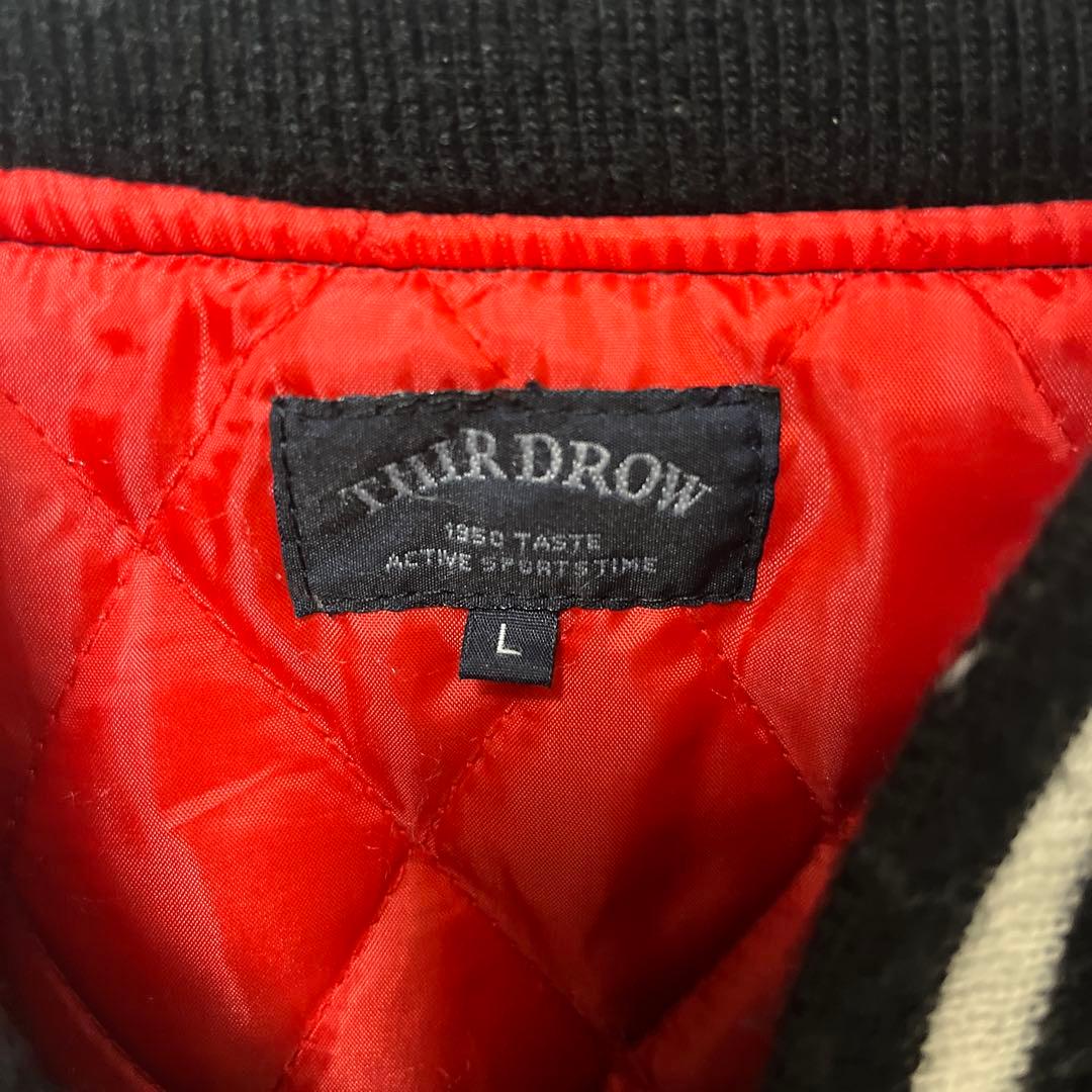 THIRDROW スカジャン ベロア 別珍 ドラゴン 富士山 刺繍ロゴ L 短丈