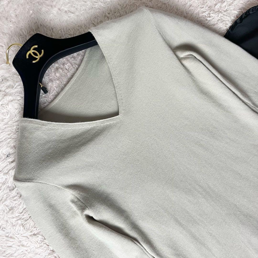 フォクシー カシミヤ カシミア シルク ニット セーター レース袖 ベージュ M