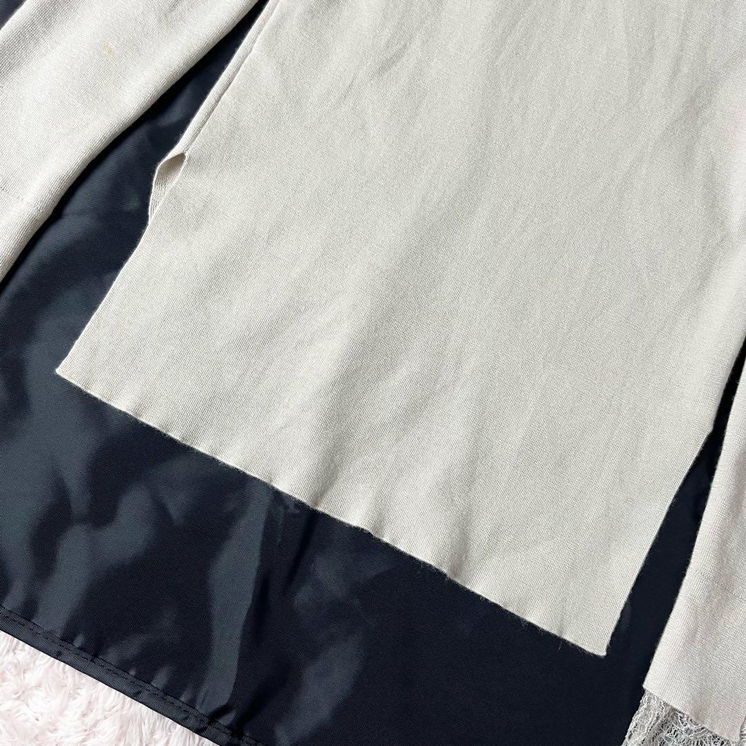 フォクシー カシミヤ カシミア シルク ニット セーター レース袖 ベージュ M