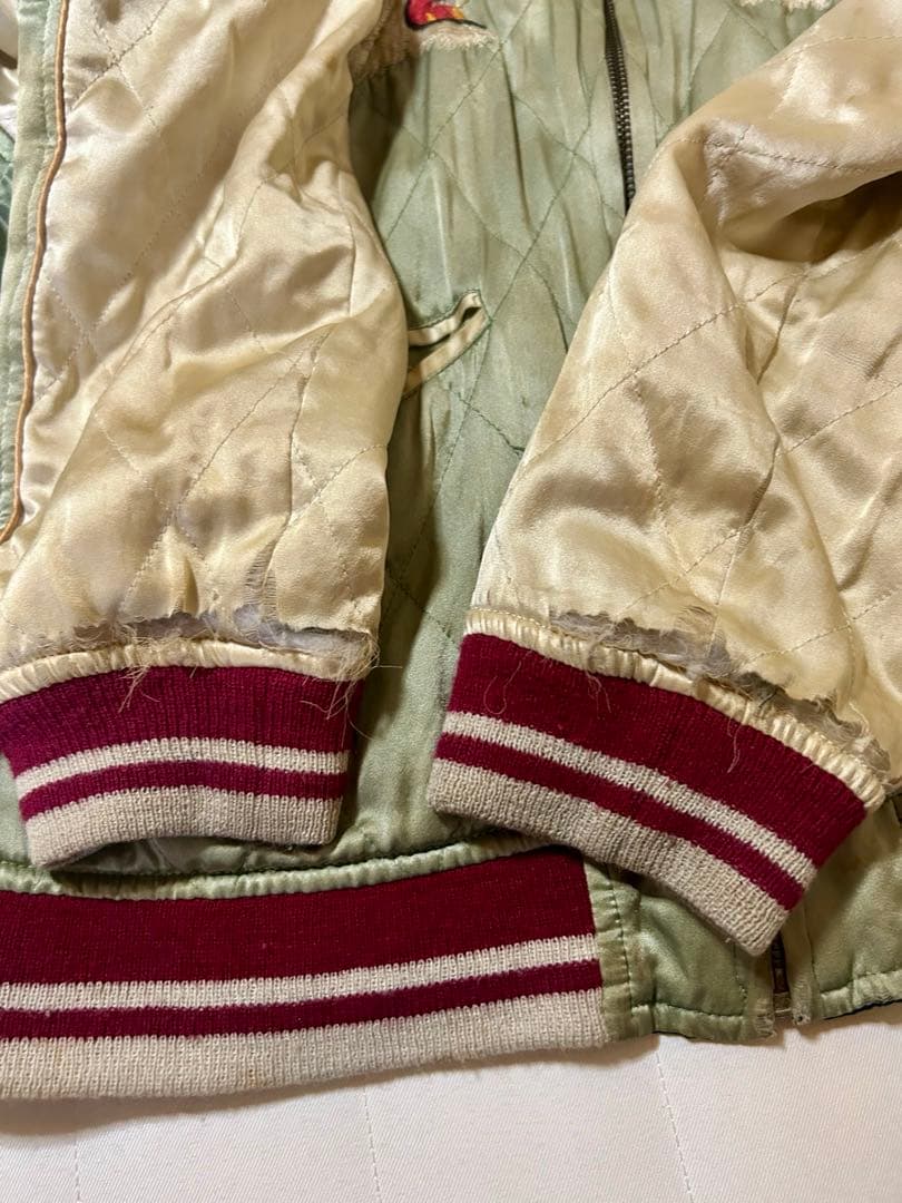 スカジャン ☆ドラゴン虎 舞子 刺繍 リバーシブル ヴィンテージ シルク