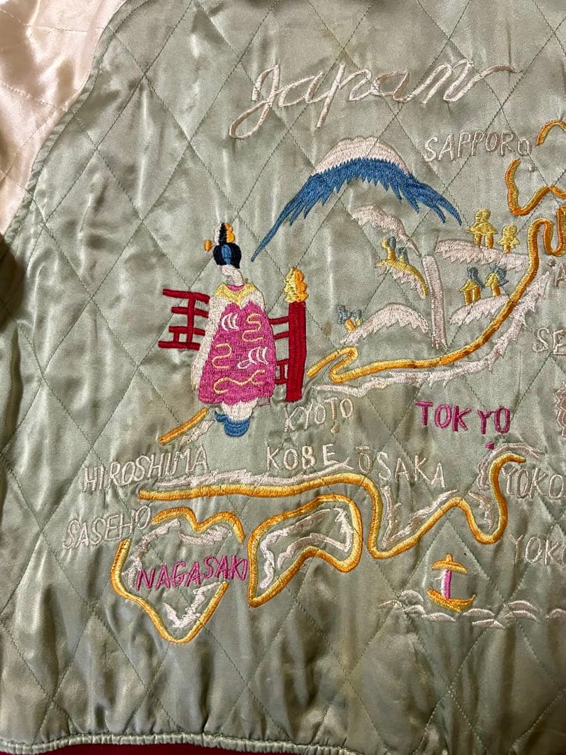 スカジャン ☆ドラゴン虎 舞子 刺繍 リバーシブル ヴィンテージ シルク