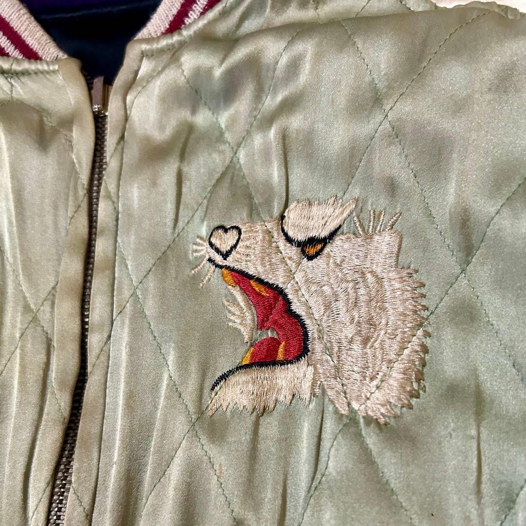スカジャン ☆ドラゴン虎 舞子 刺繍 リバーシブル ヴィンテージ シルク
