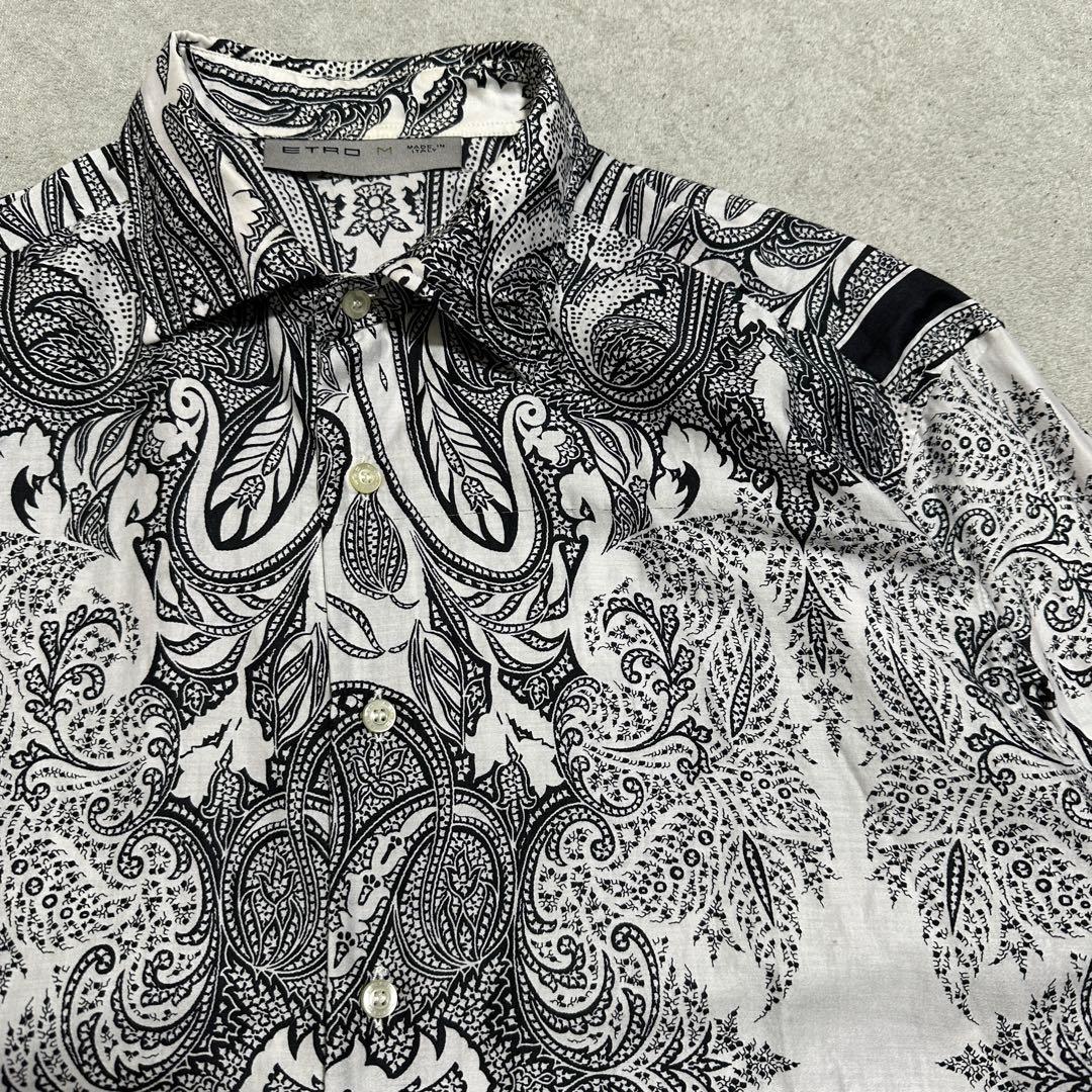 専用★メンズM✨ETRO エトロ　ペイズリー長袖総柄シャツ　ホワイト　白