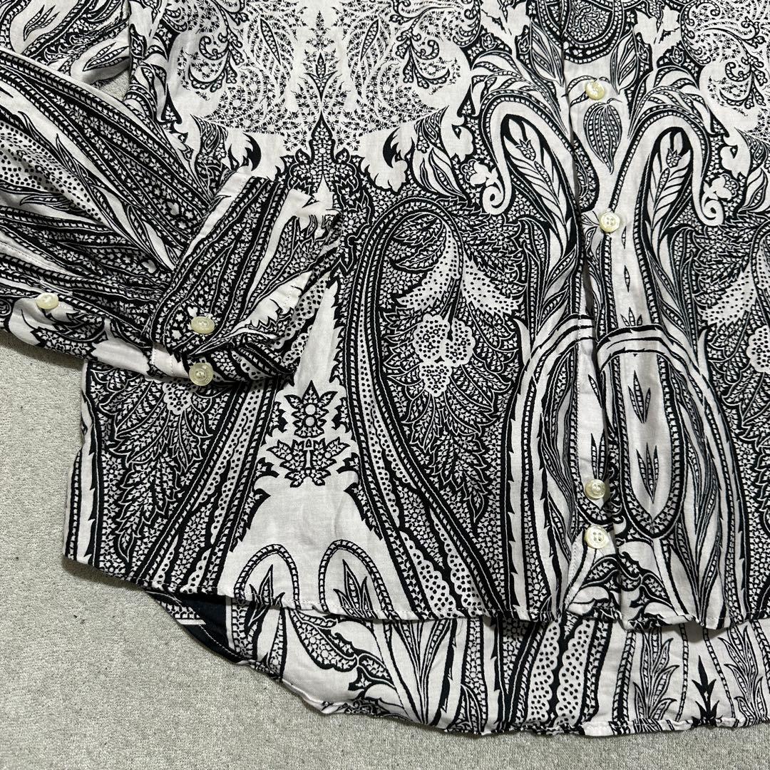 専用★メンズM✨ETRO エトロ　ペイズリー長袖総柄シャツ　ホワイト　白