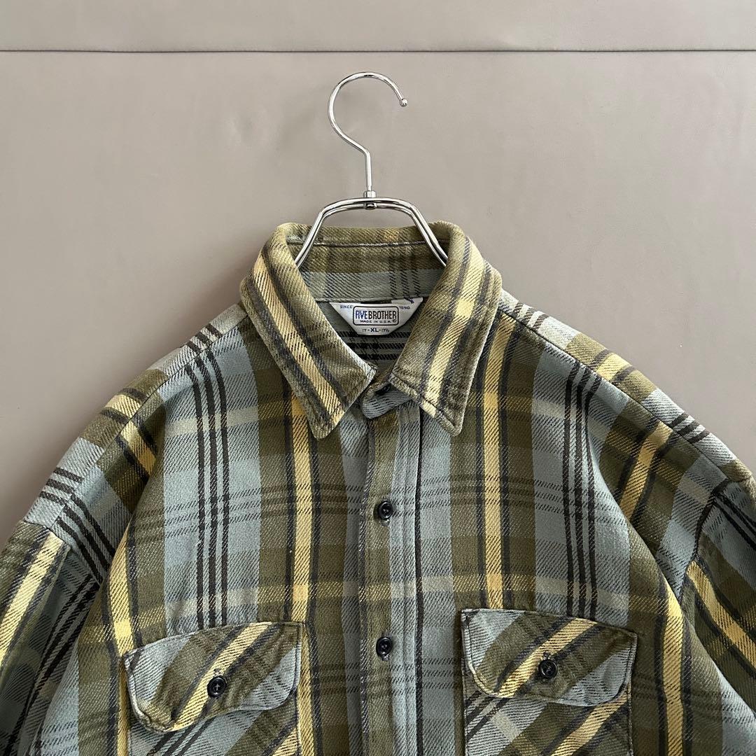 70-80s FIVE BROTHER USA製 フランネルシャツ XL