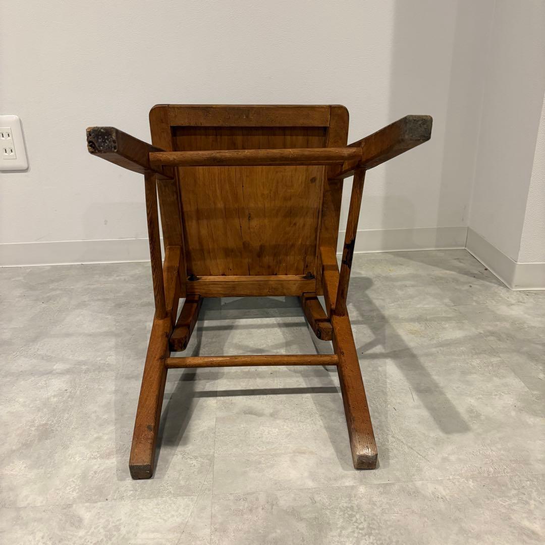 作業用チェア　ワークチェア　図工室　レトロチェア　緑　レザー　木製