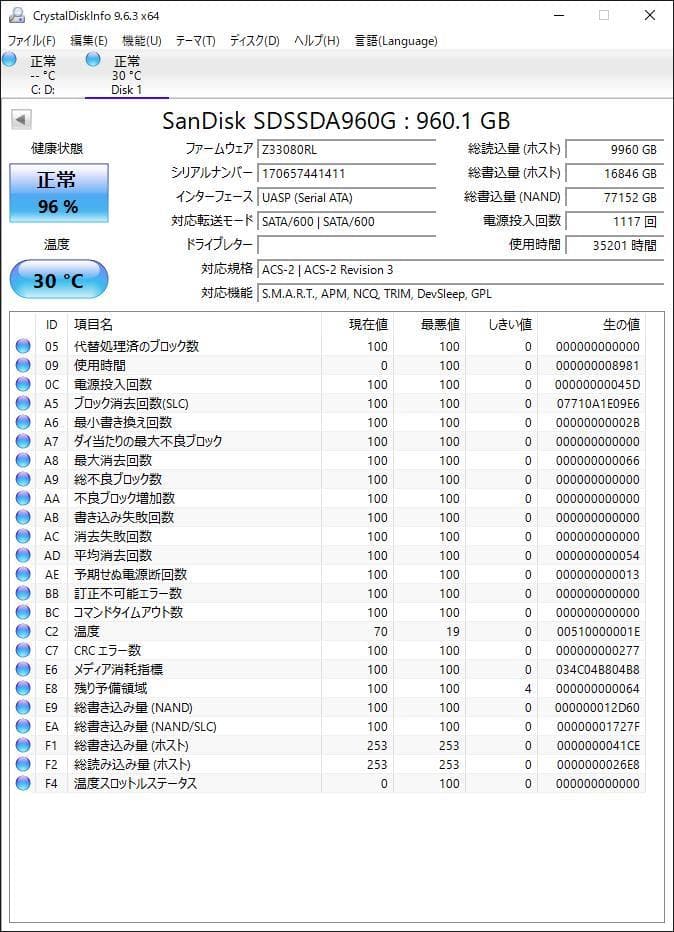 ③-WA357-SanDisk SATA 960GB SSD 2.5 1点