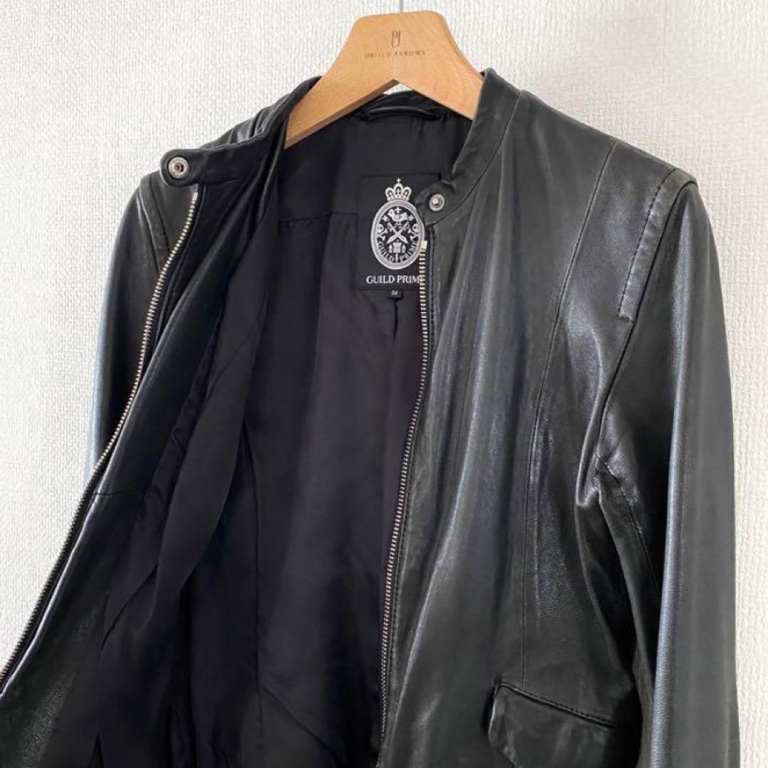 GUILD PRIME ラムレザー シングルライダースジャケット 羊革 ラブレス
